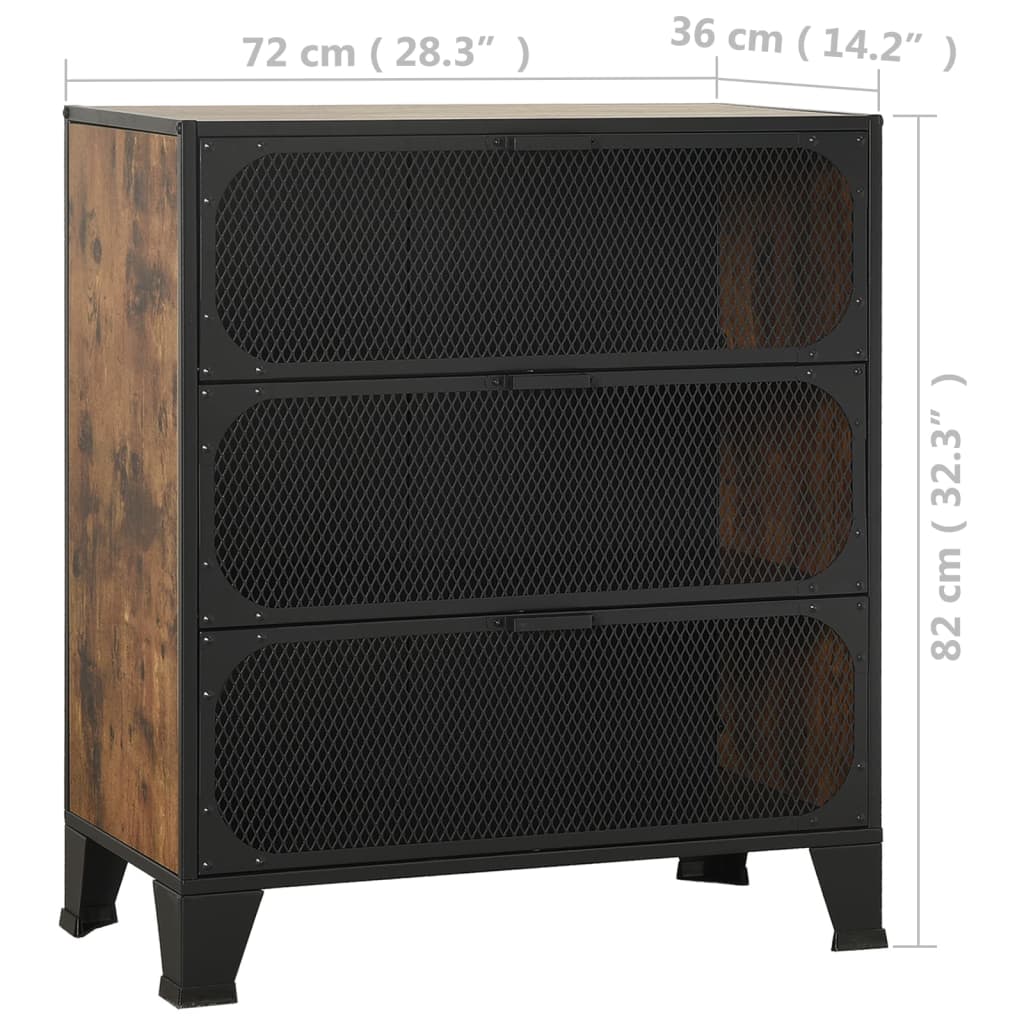 Armadietto Marrone Rustico 72x36x82 cm in Metallo e MDF