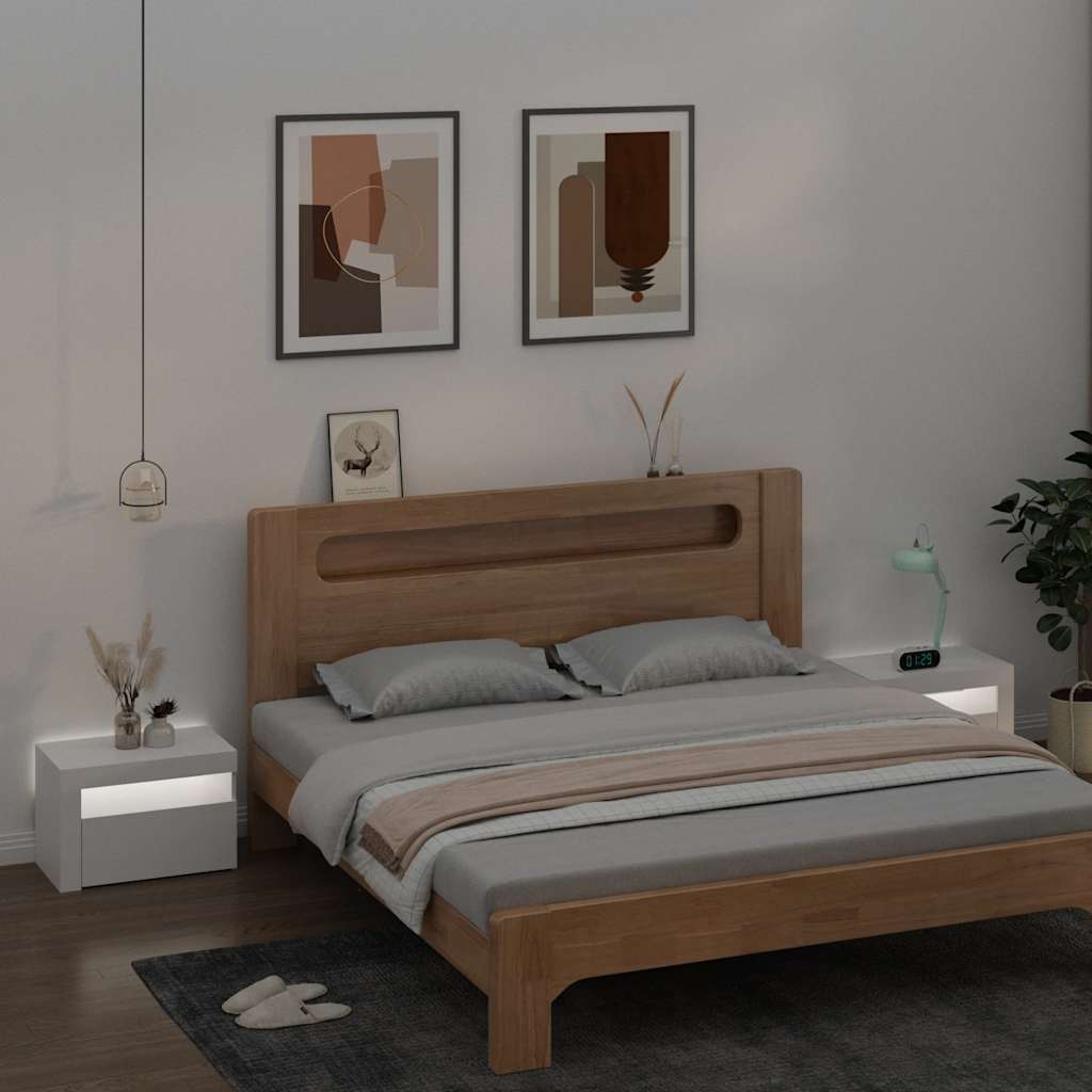 Comodini 2 pz con LED Bianchi 60x35x40 cm