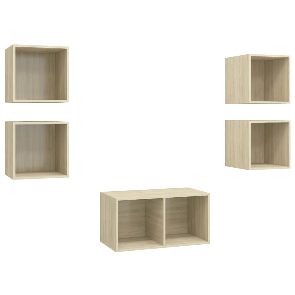 Set Mobili TV 5 pz Rovere Sonoma in Legno Multistrato