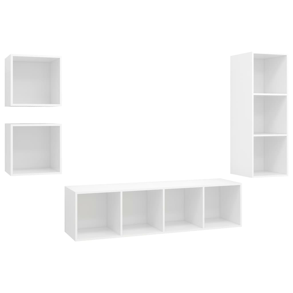Set Mobile TV 4 pz Bianco in Truciolato