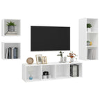 Set Mobile TV 4 pz Bianco in Truciolato
