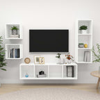 Set Mobile TV 4 pz Bianco in Truciolato