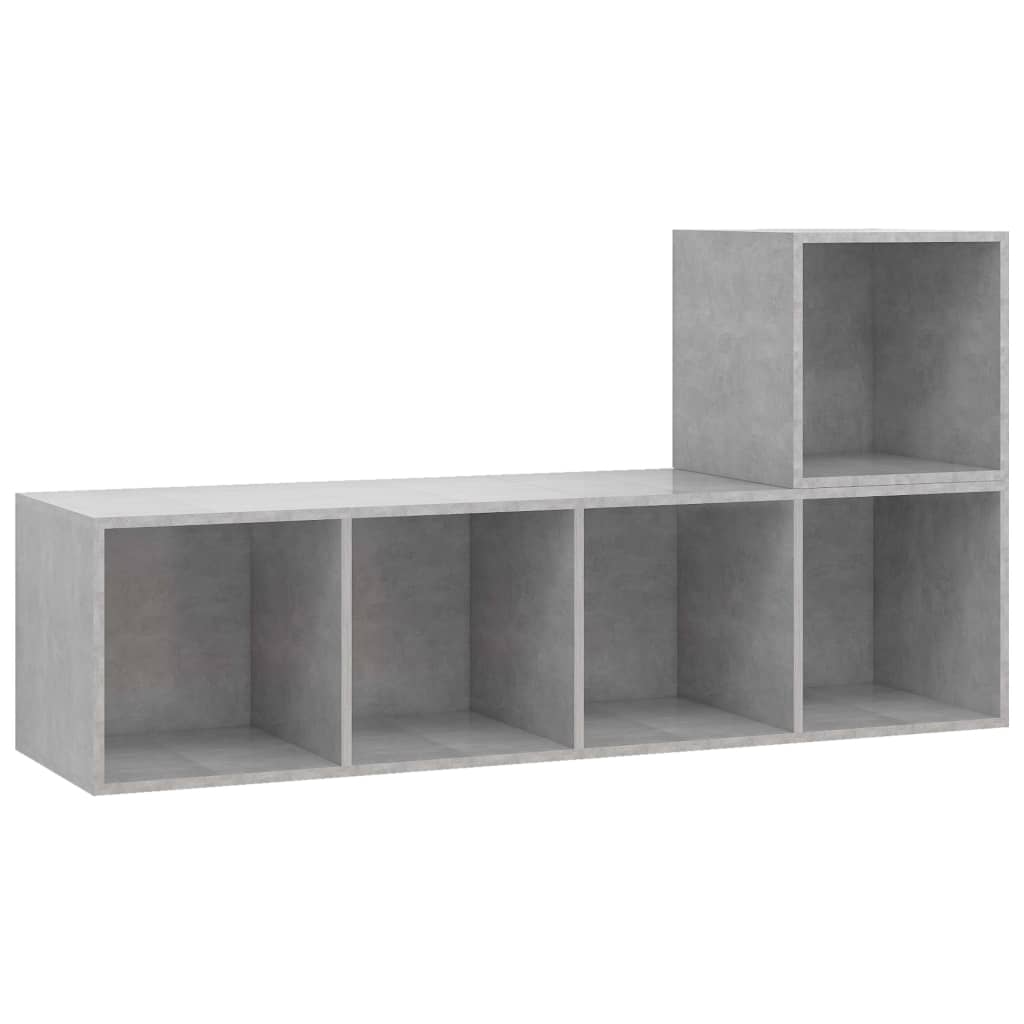 Set Porta TV 2 pz Grigio Cemento in Truciolato