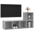 Set Porta TV 2 pz Grigio Cemento in Truciolato