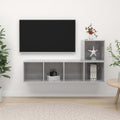 Set Porta TV 2 pz Grigio Cemento in Truciolato