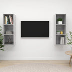 Mobile TV a Parete 2 pz Grigio Cemento in Truciolato