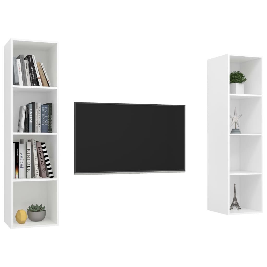 Mobile TV a Parete 2 pz Bianco in Truciolato