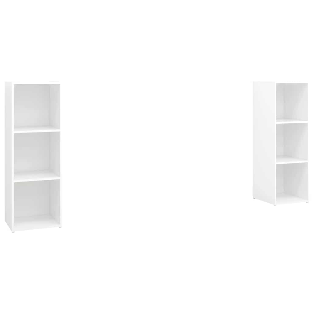 Mobili TV 2 pz Bianchi 107x35x37 cm in Legno Multistrato