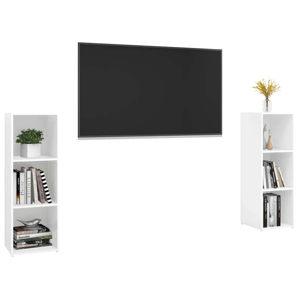 Mobili TV 2 pz Bianchi 107x35x37 cm in Legno Multistrato