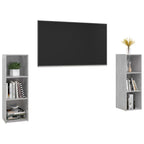 Mobili TV 2 pz Grigio Cemento 107x35x37 cm in Legno Multistrato