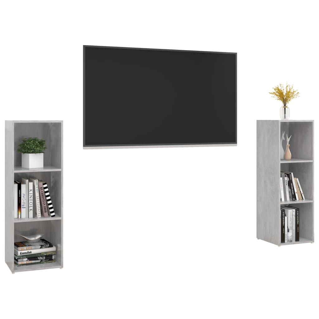 Mobili TV 2 pz Grigio Cemento 107x35x37 cm in Legno Multistrato
