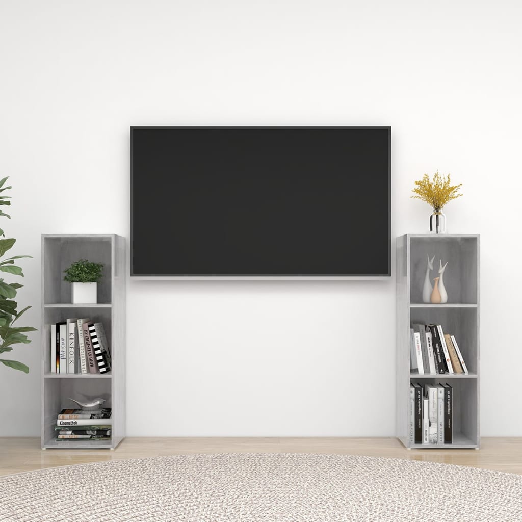 Mobili TV 2 pz Grigio Cemento 107x35x37 cm in Legno Multistrato