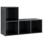 Mobili TV 2 pz Grigio Lucido 72x35x36,5 cm in Legno Multistrato