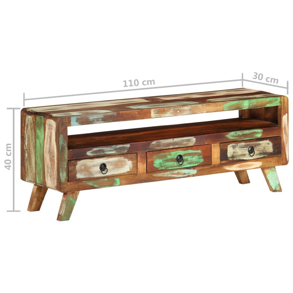 Mobile Porta TV Multicolore 110x30x40 cm in Legno di Recupero
