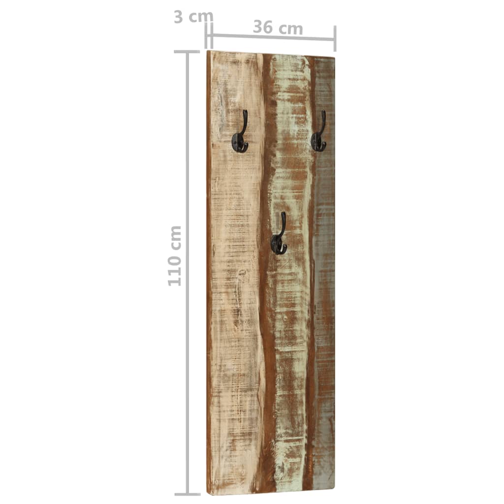 Appendiabiti a Parete 2pz 36x3x110cm Legno Massello di Recupero
