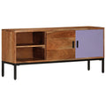 Mobile TV Marrone ambra e Grigio 110x30x50cm in Legno di Acacia
