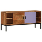 Mobile TV Marrone ambra e Grigio 110x30x50cm in Legno di Acacia