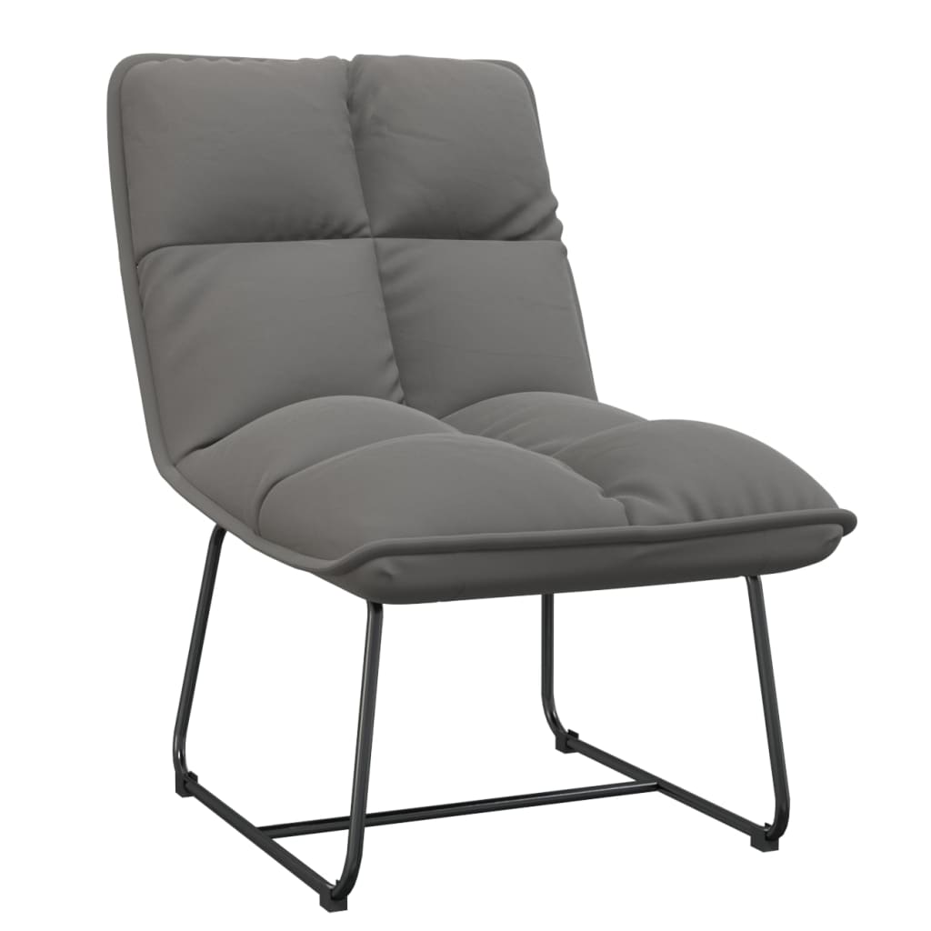 Poltrona con Struttura in Metallo Grigio Chiaro in Velluto