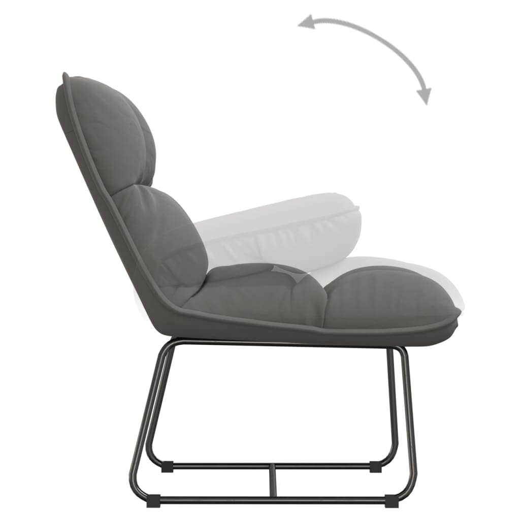 Poltrona con Struttura in Metallo Grigio Chiaro in Velluto