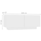 Comodino Bianco 100x35x40 cm in Legno Multistrato