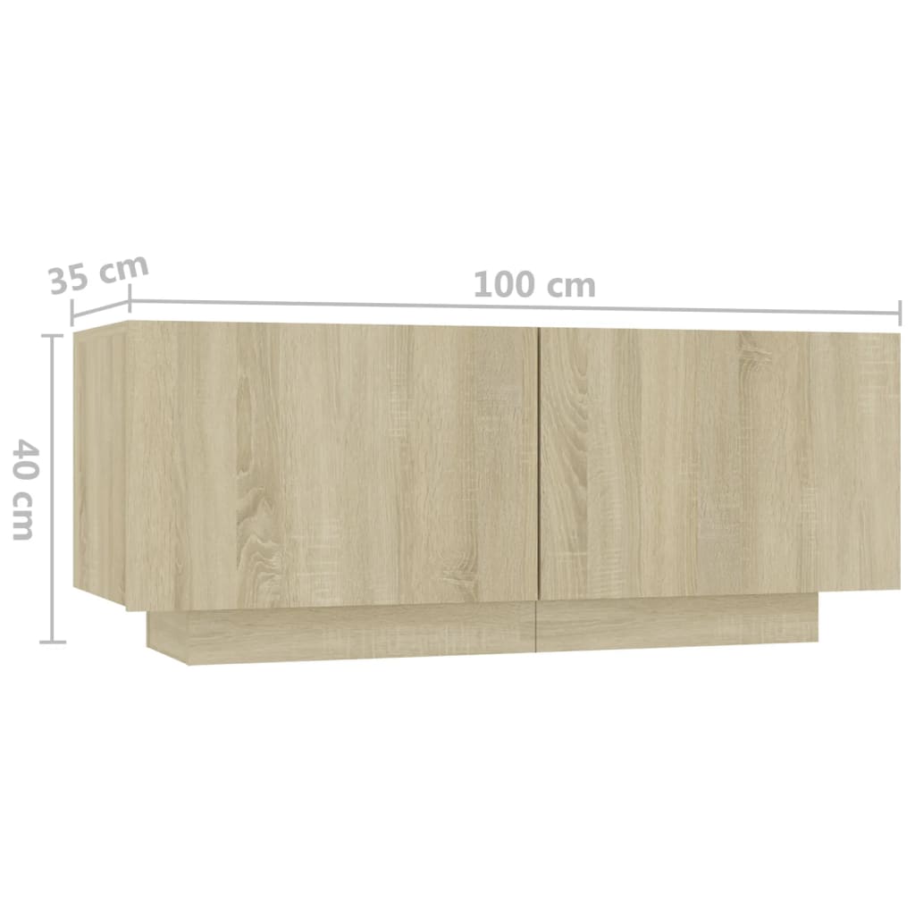 Comodino Rovere Sonoma 100x35x40 cm in Legno Multistrato