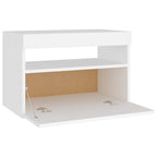 Comodino e Luci LED Bianco 60x35x40 cm in Legno Multistrato