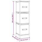 Armadietto con 3 Cassetti in Tessuto Grigio 34x34x101cm Acciaio