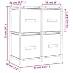 Armadietto con 4 Cesti in Tessuto Grigio 63x30x71 cm Acciaio