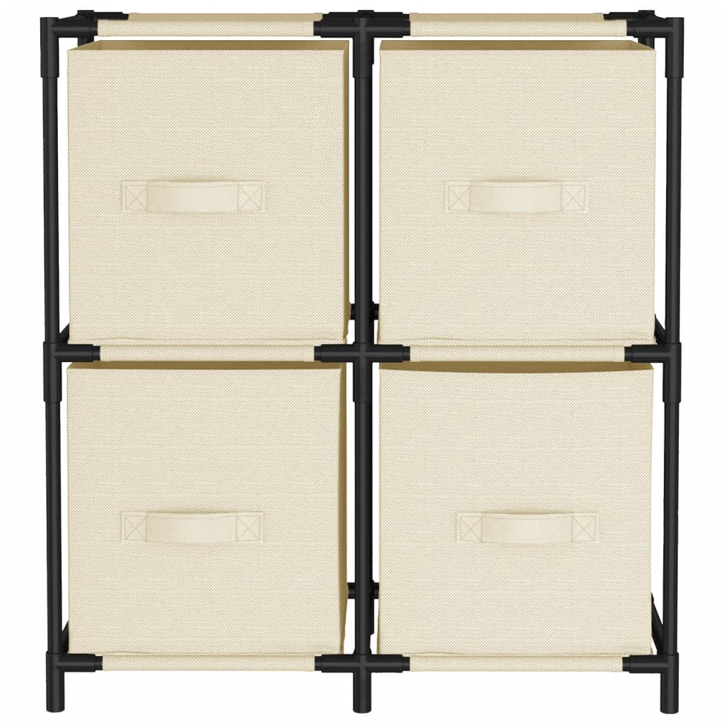 Armadietto con 4 Cesti in Tessuto Crema 63x30x71 cm Acciaio