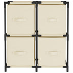 Armadietto con 4 Cesti in Tessuto Crema 63x30x71 cm Acciaio