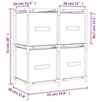 Armadietto con 4 Cesti in Tessuto Crema 63x30x71 cm Acciaio