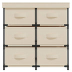 Armadietto con 6 Cassetti 55x29x55 cm Crema in Acciaio