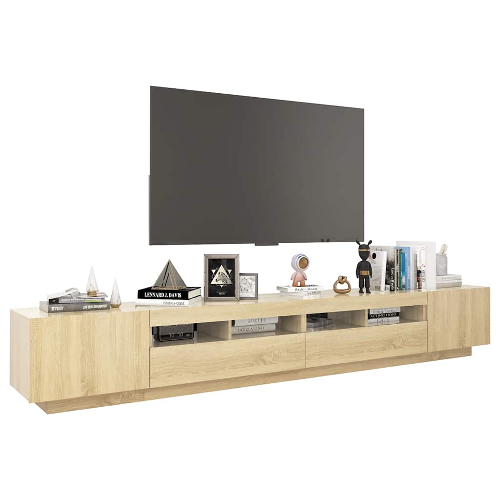 Mobile Porta TV con Luci LED Rovere Sonoma 260x35x40 cm