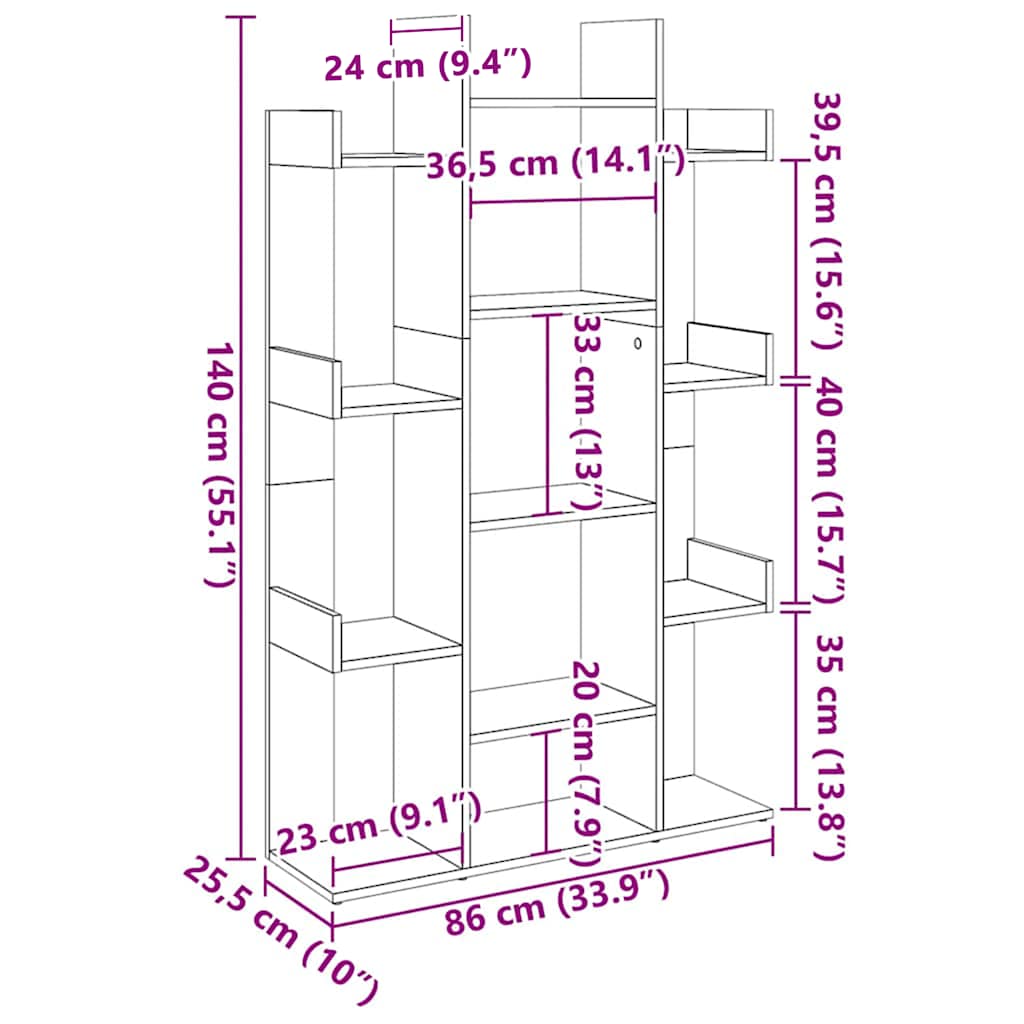 Libreria Grigio Cemento 86x25,5x140 cm in Truciolato