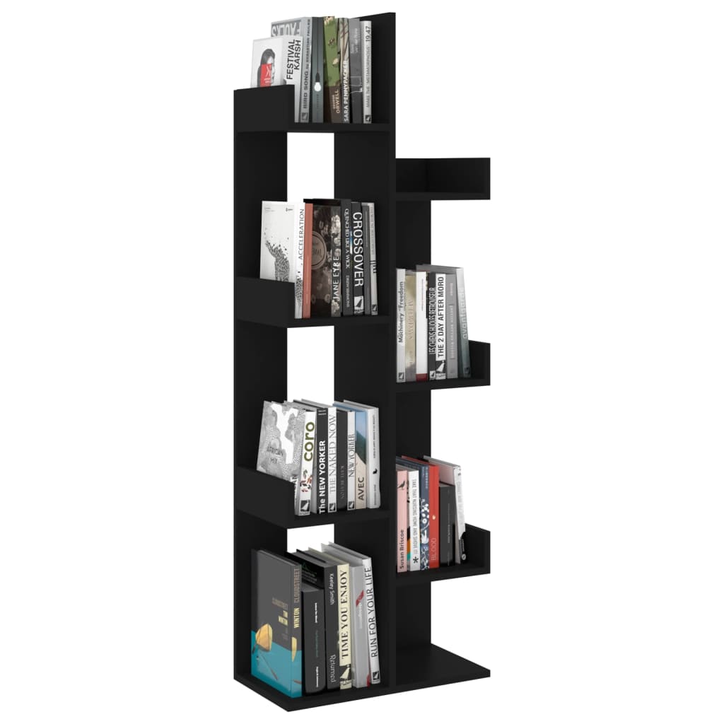 Libreria Nera 48x25,5x140 cm in Legno Multistrato