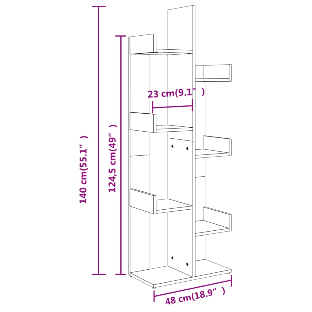 Libreria Grigio Cemento 48x25,5x140 cm in Truciolato