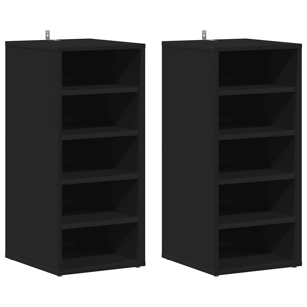 Scarpiere 2 pz Nere 31,5x35x70 cm in Truciolato