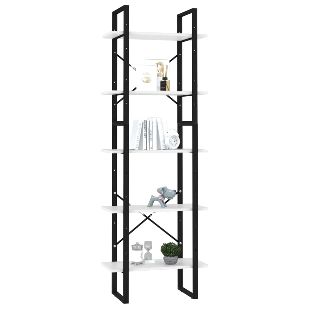 Libreria a 5 Ripiani Bianca 60x30x175 cm in Legno Multistrato