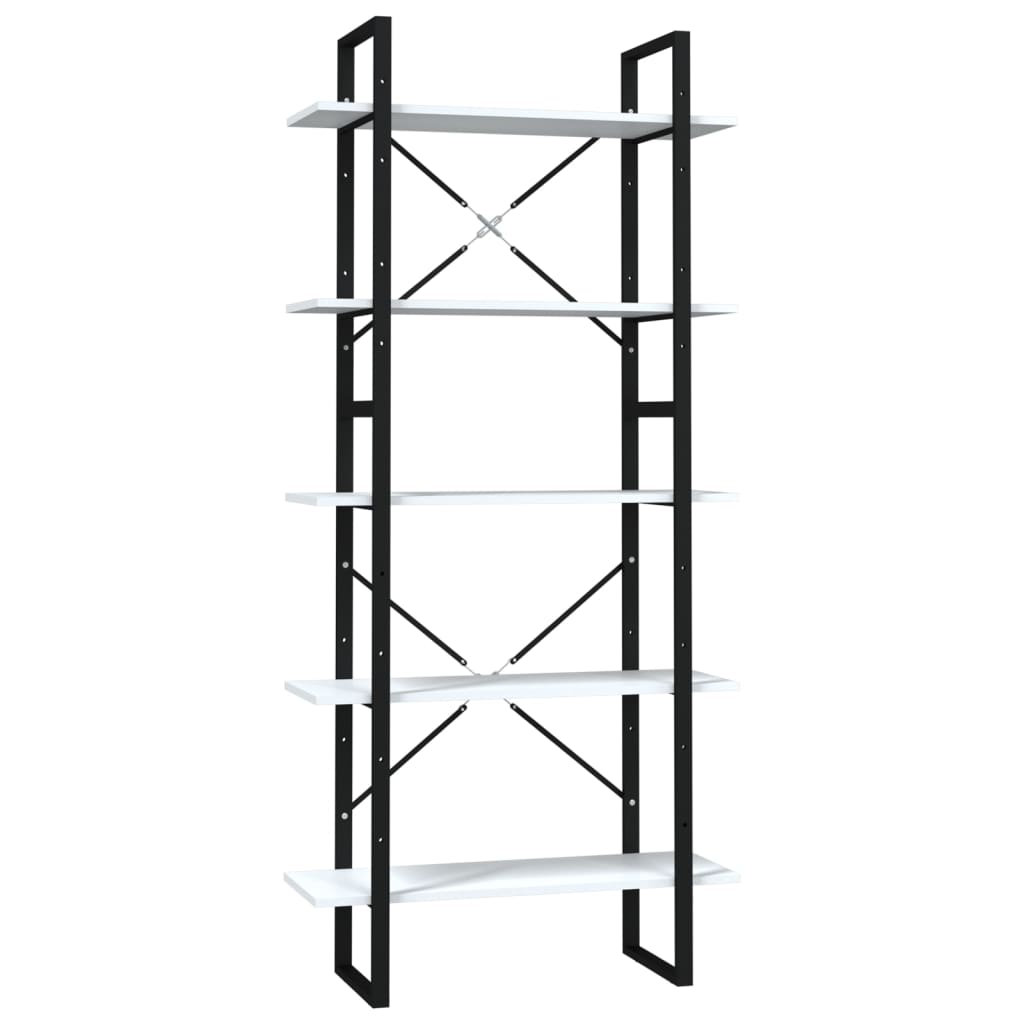 Libreria a 5 Ripiani Bianca 80x30x175 cm in Legno Multistrato
