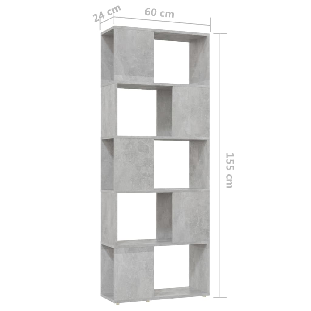 Libreria/Divisorio Grigio Cemento 60x24x155 cm