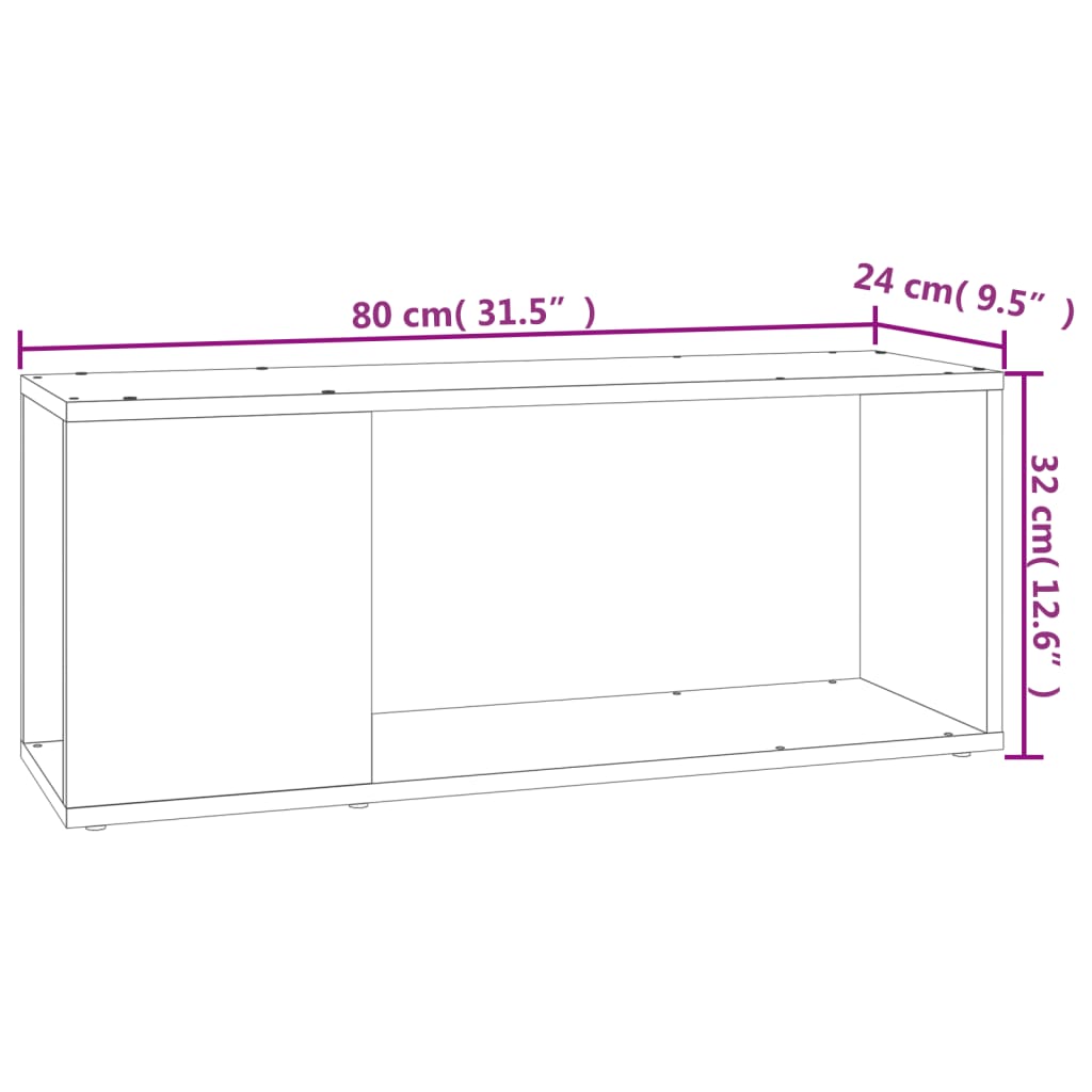 Mobile TV Grigio Cemento 80x24x32 cm in Truciolato