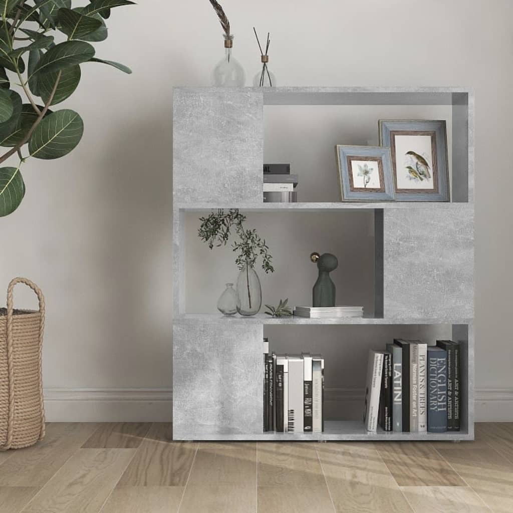 Libreria/Divisorio Grigio Cemento 80x24x94 cm in Truciolato