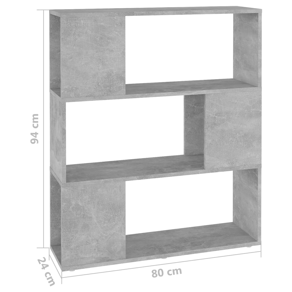 Libreria/Divisorio Grigio Cemento 80x24x94 cm in Truciolato