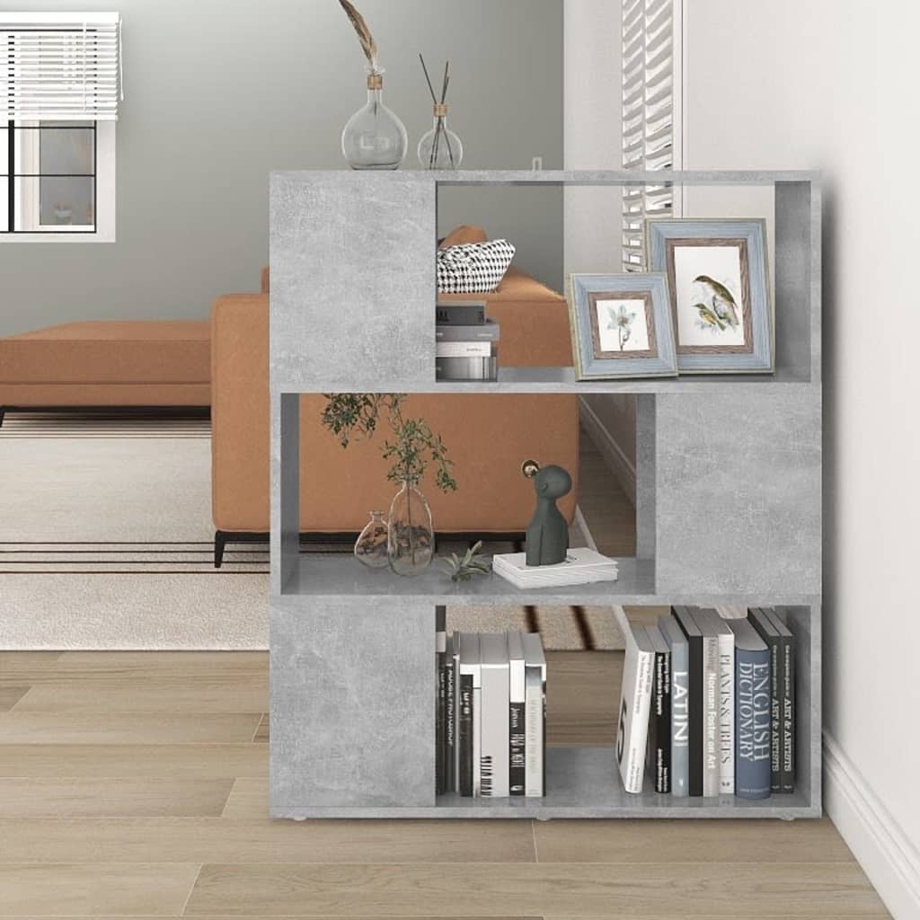 Libreria/Divisorio Grigio Cemento 80x24x94 cm in Truciolato