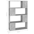 Libreria/Divisorio Grigio Cemento 80x24x124,5 cm in Truciolato