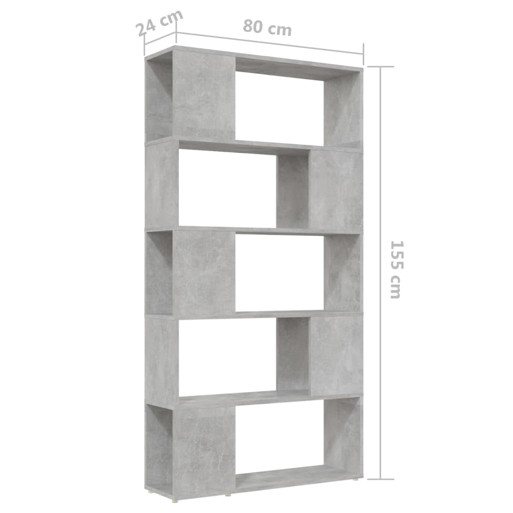 Libreria/Divisorio Grigio Cemento 80x24x155 cm in Truciolato