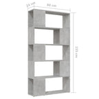 Libreria/Divisorio Grigio Cemento 80x24x155 cm in Truciolato