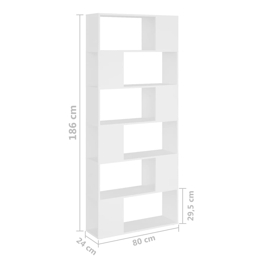 Libreria/Divisorio Bianco 80x24x186 cm in Truciolato