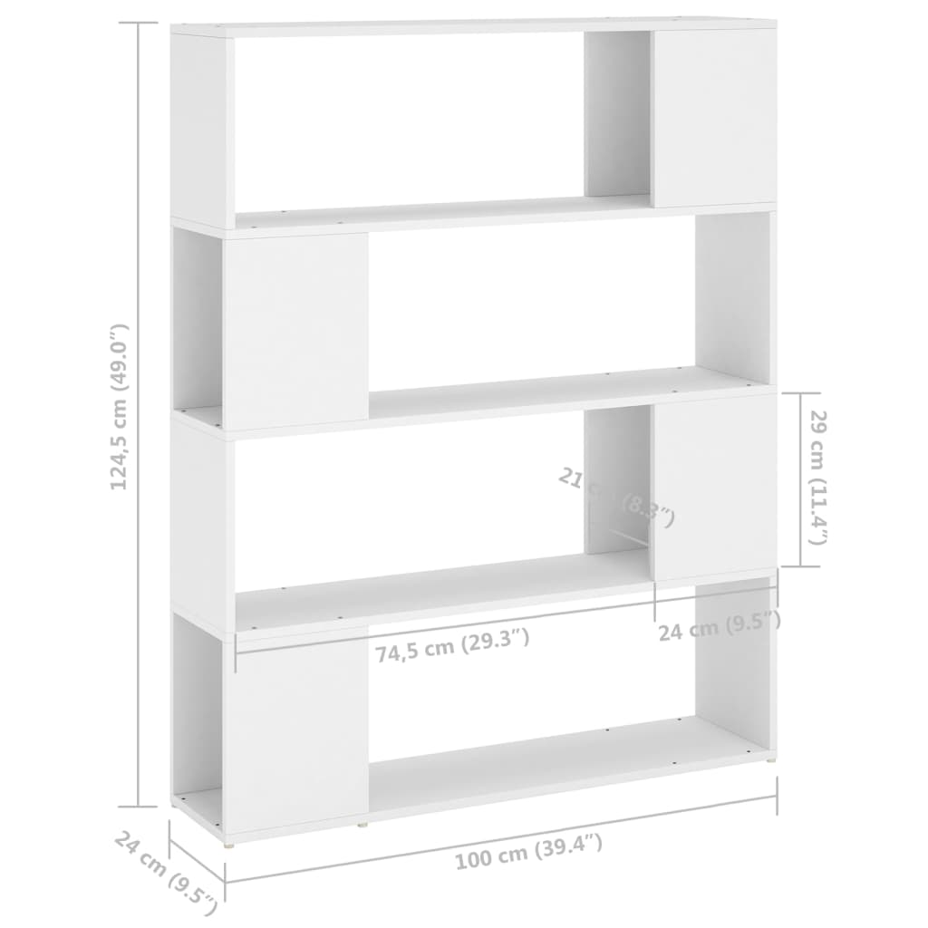 Libreria/Divisorio Bianco 100x24x124 cm