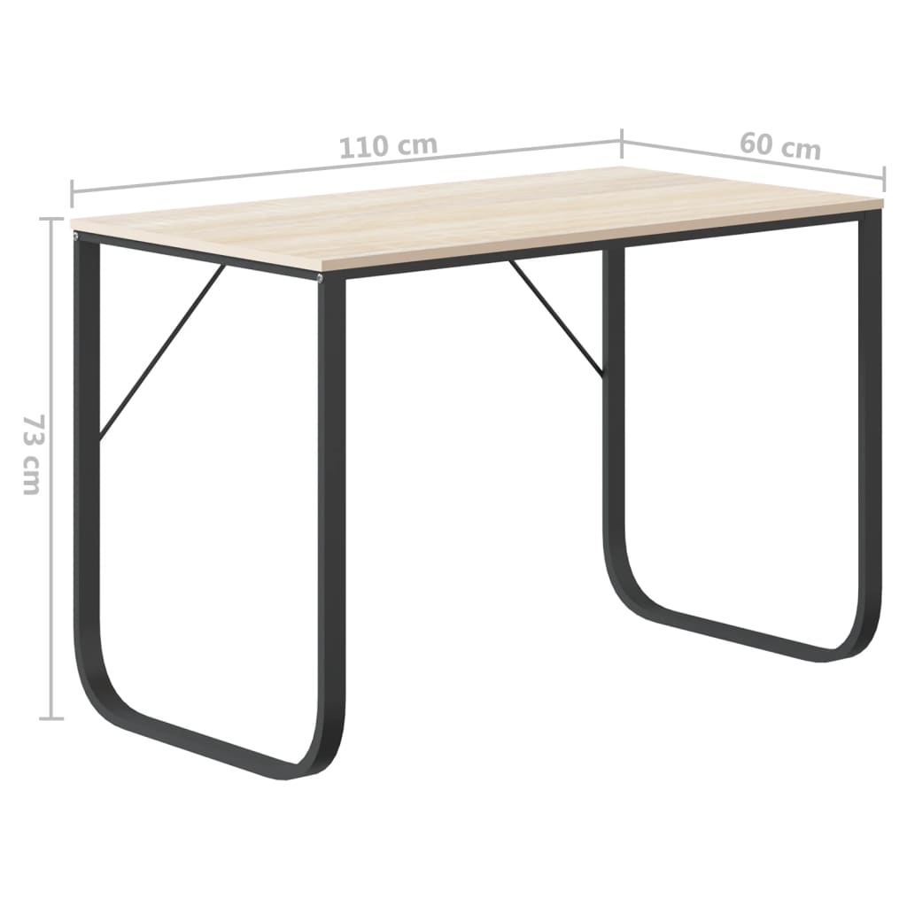 Scrivania Computer Nera e Rovere 110x60x73 cm Legno Multistrato